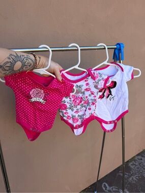 Betsey Johnson Baby Girls' Pink Floral & Rose Onsies